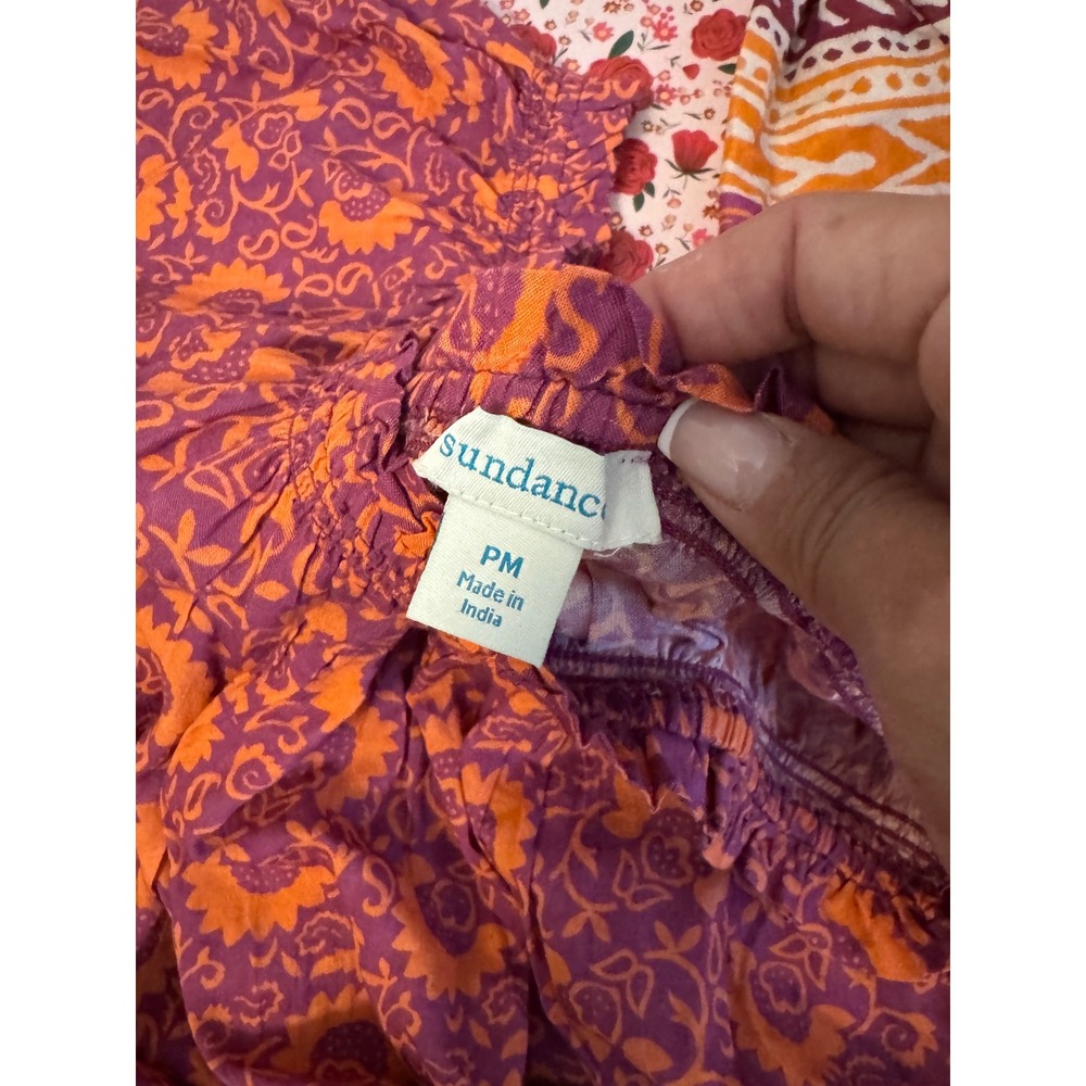 Sundance Womens PM Purple Orange Floral Off Shoulder Boho Tiered Midi Dress F3 - Picture 5 of 7